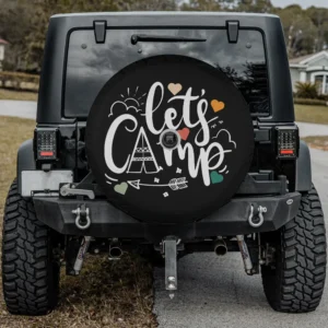 lets camp teepee arrow hearts camping spare tire cover with backup camera hole for RV