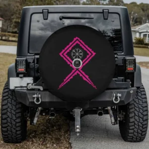 Magenta Norse compass rune spare tire cover for Mercedes G-Class, with camera hole option