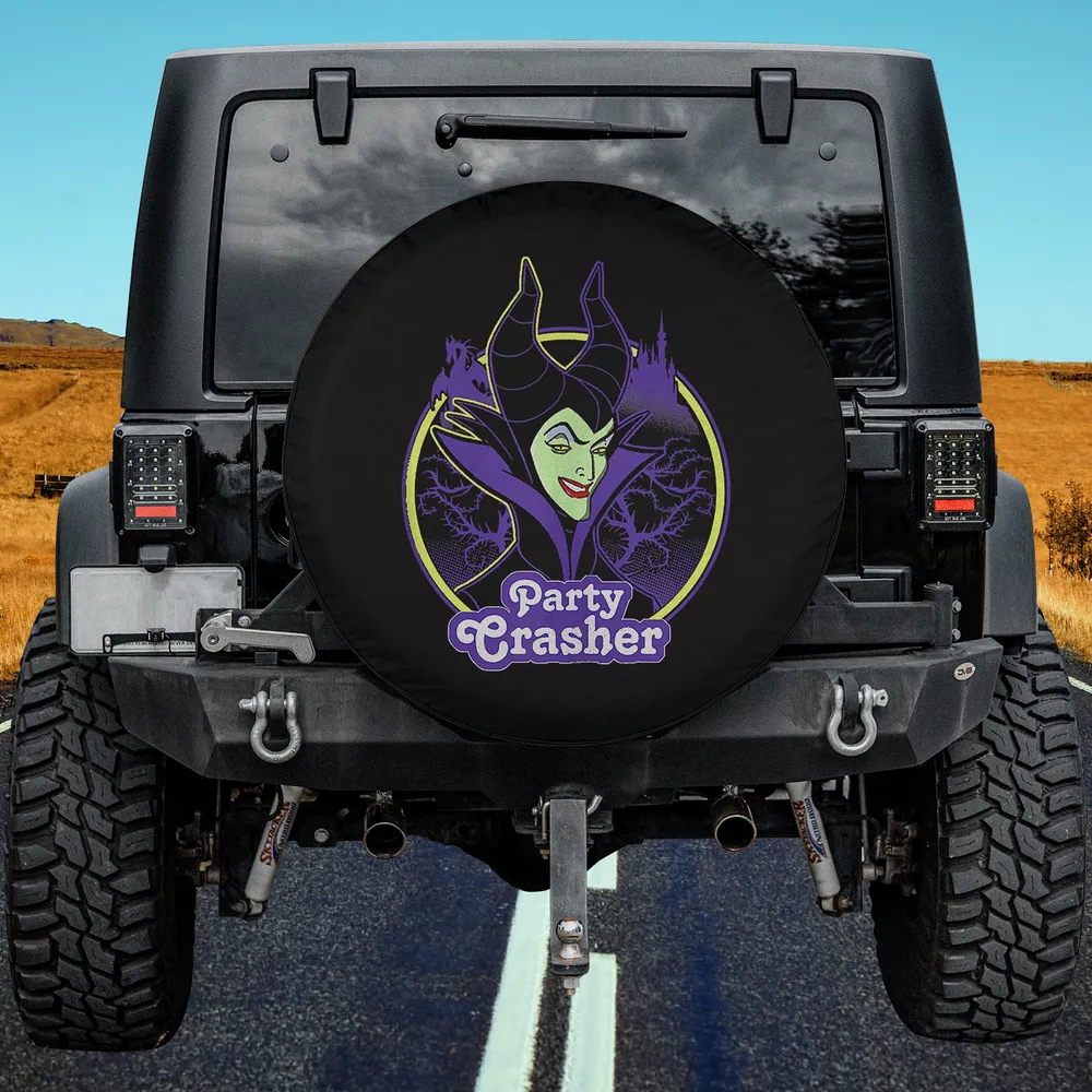 Maleficent thorny castle party crasher spare tire cover no camera hole for Jeep SUV RV
