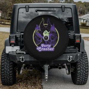 Maleficent thorny castle party crasher spare tire cover with camera hole for Jeep RV