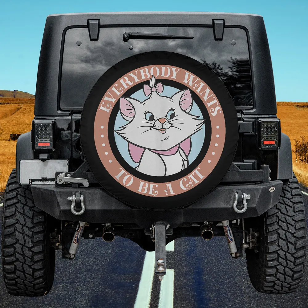 Marie Pink Bow Aristocats Everybody Wants Cat Spare Tire Cover