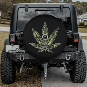 Camo marijuana leaf cannabis camo military spare tire cover with camera hole for Mercedes G-Wagon