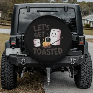 marshmallow campfire cartoon let's get toasted spare tire cover with camera hole