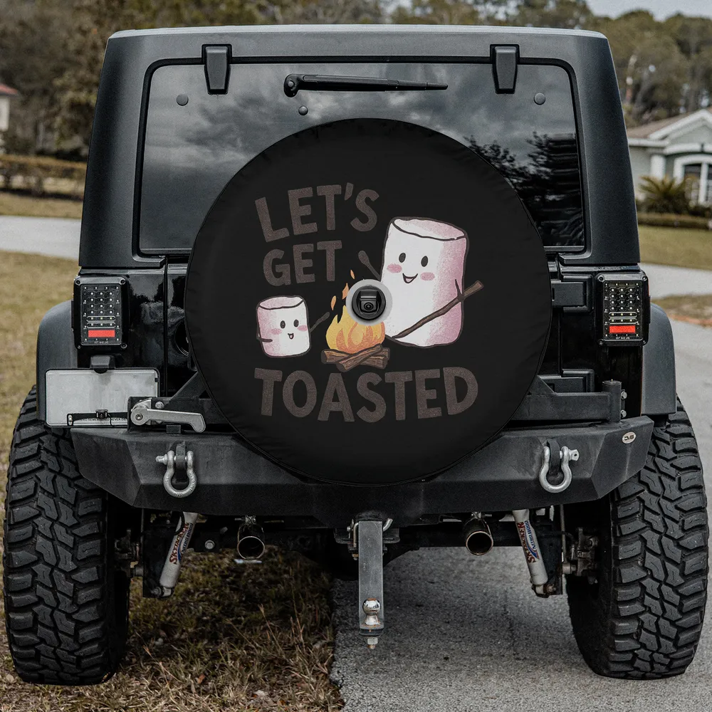 marshmallow campfire cartoon let's get toasted spare tire cover with camera hole