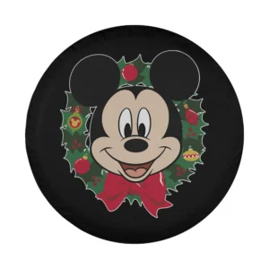 Mickey Mouse Christmas wreath portrait design for custom spare tire cover