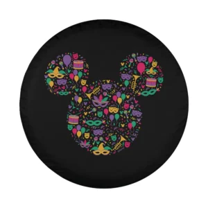 Mickey Mouse Mardi Gras masks and carnival icons Disney design for spare tire cover