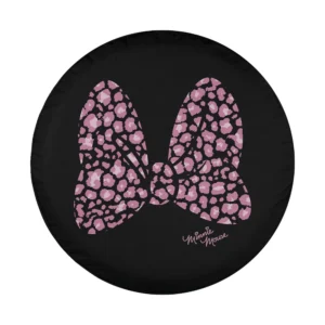 Minnie Mouse large pink cheetah print bow design for spare tire cover