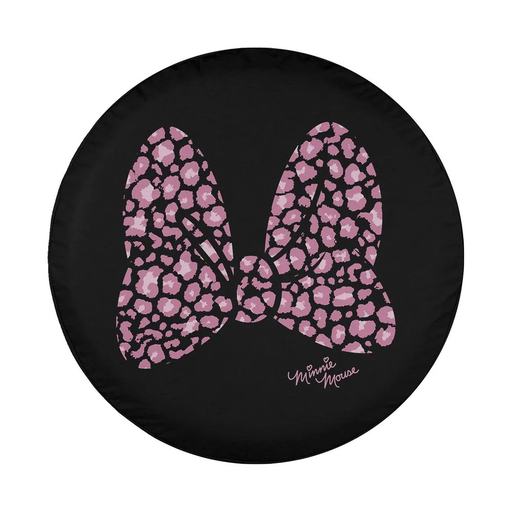 Minnie Mouse large pink cheetah print bow design for spare tire cover