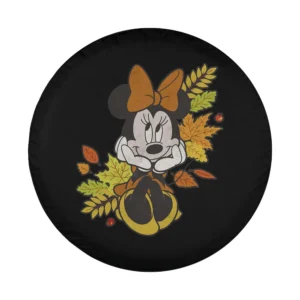 minnie mouse orange bow autumn leaves design closeup