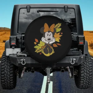 minnie mouse orange bow autumn leaves spare tire cover no camera hole