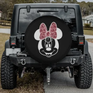 minnie mouse pink butterfly bow portrait spare tire cover with camera hole for SUV