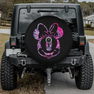 Minnie Mouse pink tie dye Disney spare tire cover with backup camera hole option