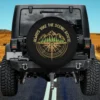 Always Take the Scenic Route spare tire cover with mountain and compass design for camping vehicles, no camera hole