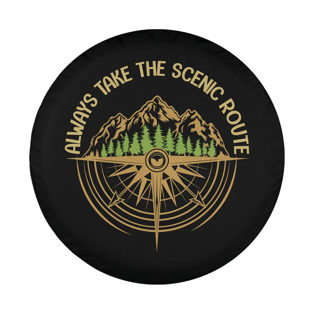 Mountain and compass scenic route camping spare tire cover adventure design only