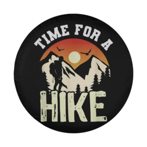 Mountain hiker sunset birds camping spare tire cover design only