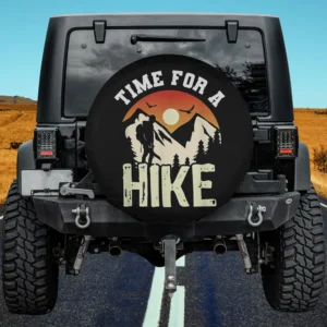 Mountain hiker sunset birds camping spare tire cover with no camera hole