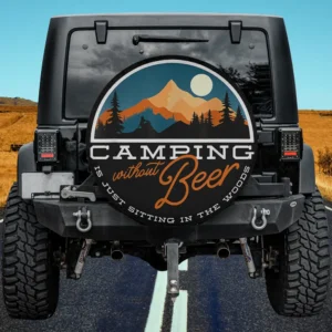 mountain moon camping beer quote spare tire cover with no camera hole for Jeep and RV