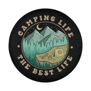 mountain moon tent campfire camping scene design only