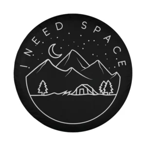 Minimalist mountain moon tent I Need Space line art camping design