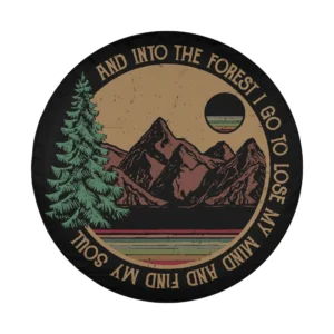 mountain pine forest sunset camping spare tire cover design only