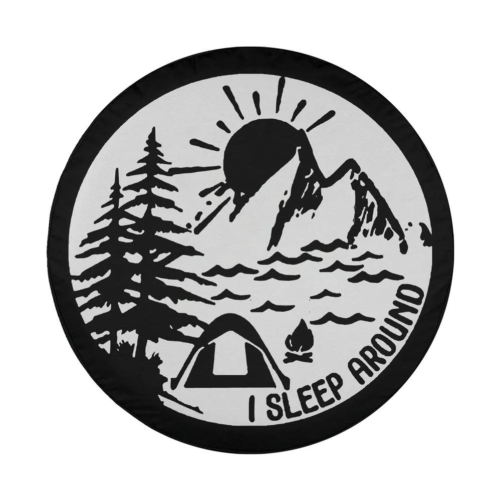 mountain sun camper tent funny camping spare tire cover graphic