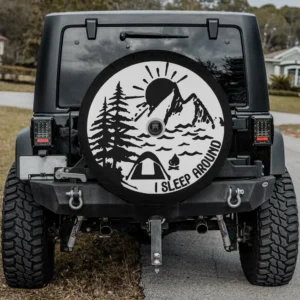 mountain sun camper tent funny camping spare tire cover with camera hole