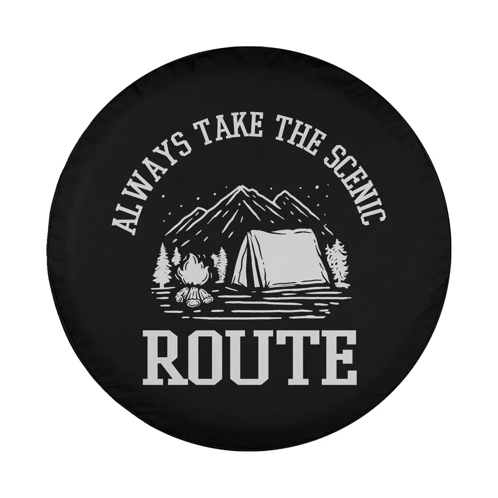 mountain tent campfire camping scenic route design for custom spare tire cover