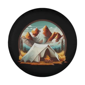 mountain tent campfire camping spare tire cover retro camping design only