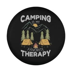 mountain tents campfire camping therapy quote design for spare tire cover