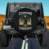 mountain tents campfire camping therapy quote spare tire cover no camera hole for Jeep SUV RV