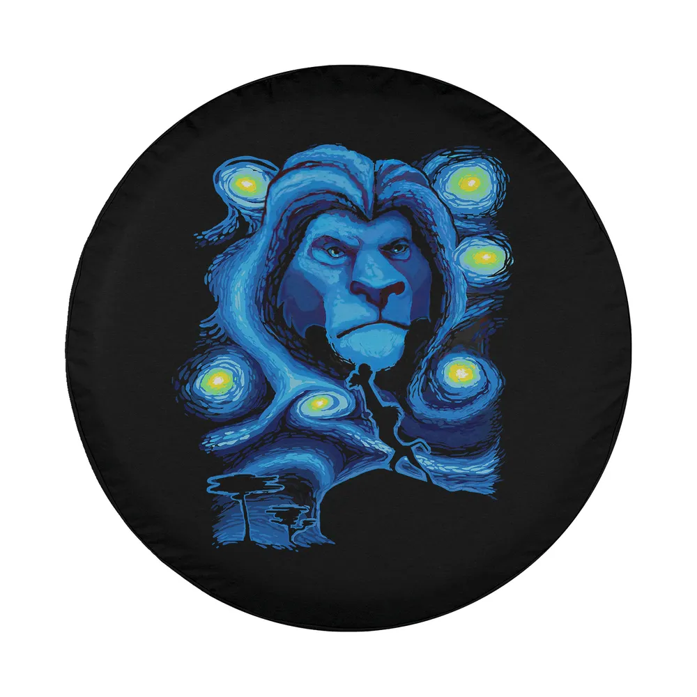 Mufasa starry midnight pride rock spare tire cover design closeup