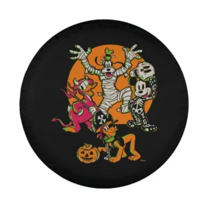 Disney Halloween tire cover design with Mummy Goofy and Pirate Pluto