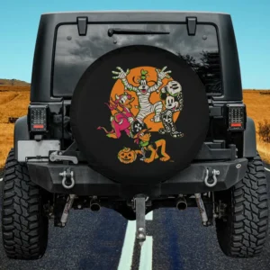 Mummy Goofy and Pirate Pluto Disney Halloween spare tire cover without camera hole