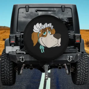 Nana St. Bernard dog in white bonnet big face Disney Peter Pan spare tire cover no camera hole