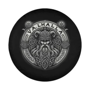 Odin mask runes Norse compass Viking design for spare tire cover