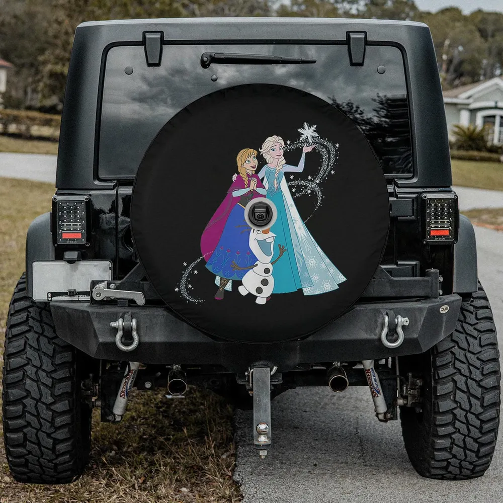 olaf snowflake sisters portrait disney frozen spare tire cover with camera hole
