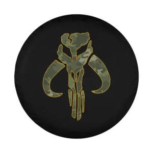Orange lined camo Mythosaur skull Mandalorian design for Mercedes G-Class spare tire cover