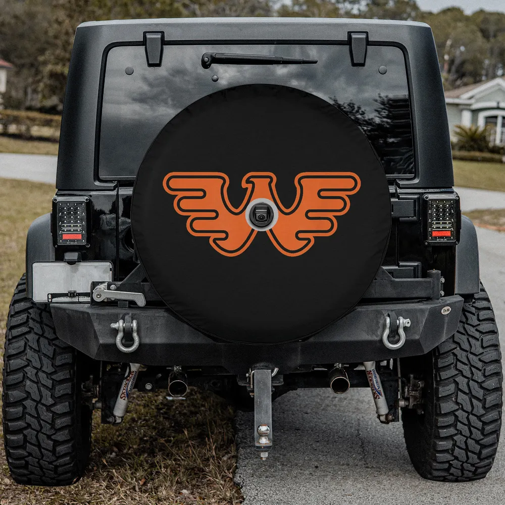 orange retro W logo Waylon Jennings spare tire cover with camera hole for G-Wagon
