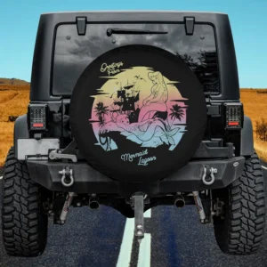 Pastel mermaid and pirate ship Disney Peter Pan spare tire cover with no camera hole