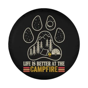 Paw print campfire camper camping design for spare tire cover, tent and trailer