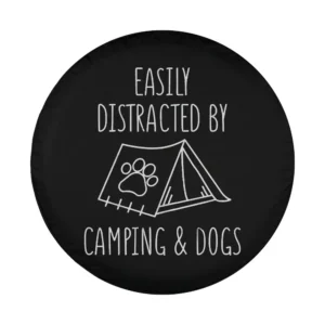 Paw print tent and camping dogs design for spare tire cover