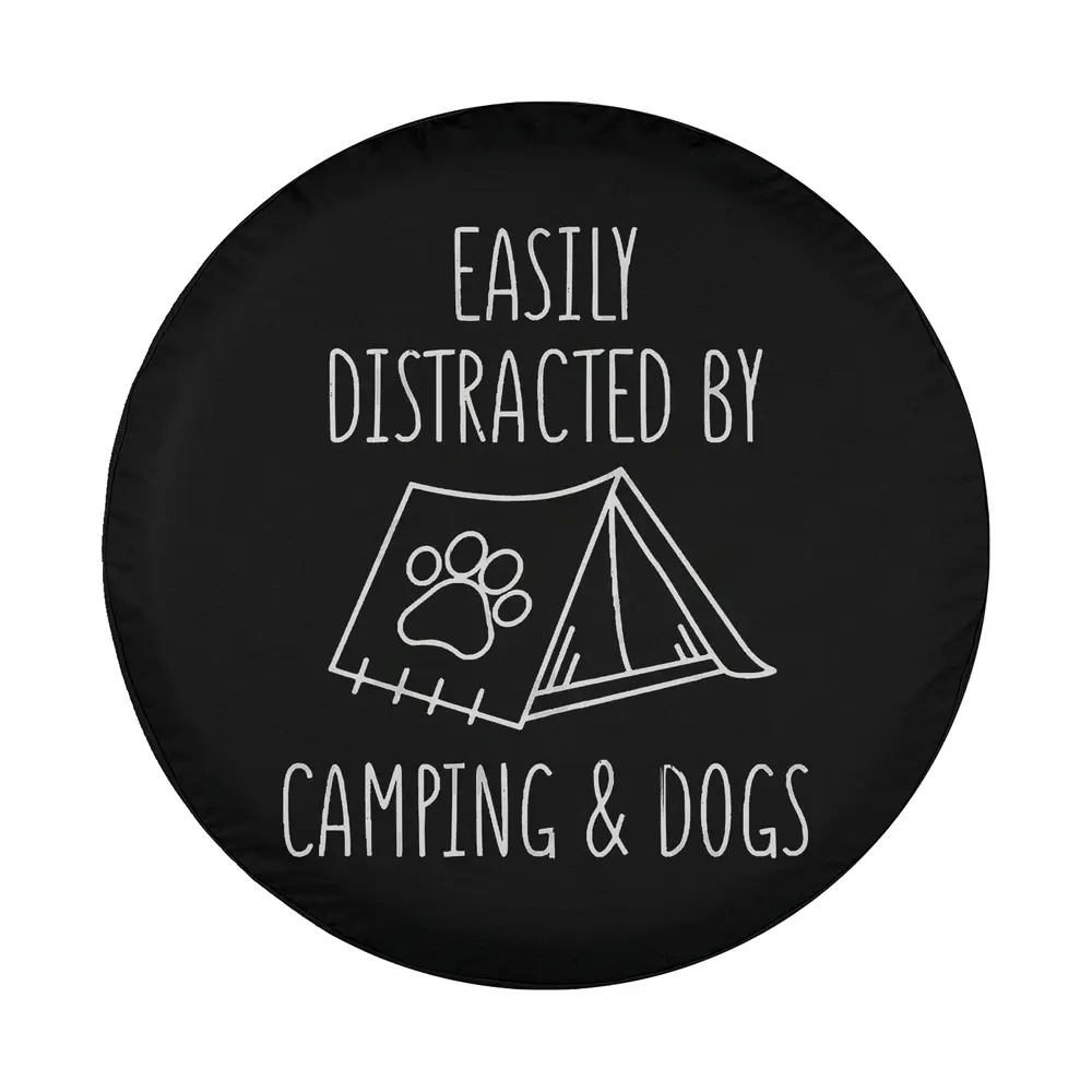 Paw print tent and camping dogs design for spare tire cover