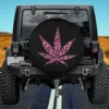 Pink leopard print cannabis leaf spare tire cover for Mercedes G-Wagon with no camera hole