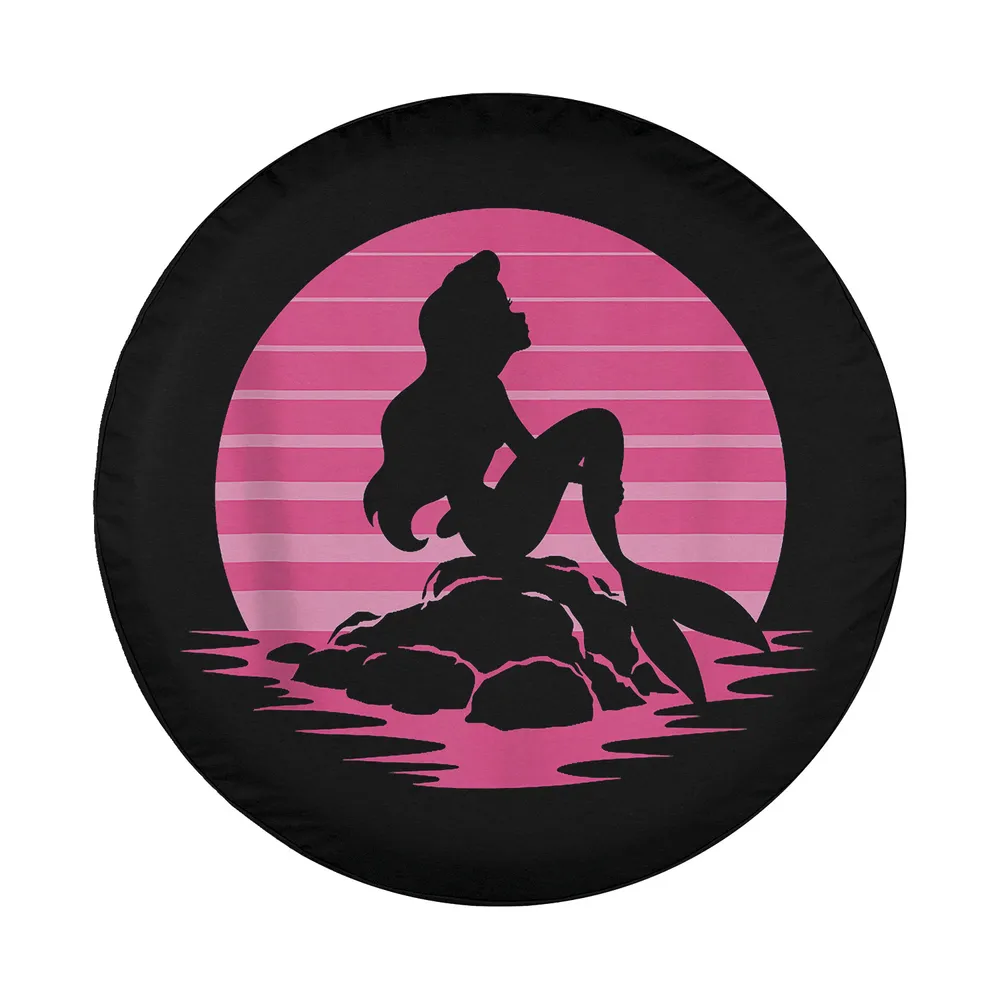 Pink retro sunset Ariel silhouette Disney design for spare tire cover
