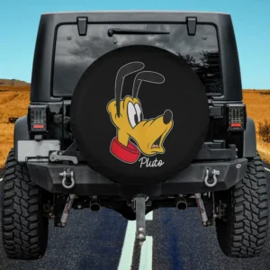 Pluto big face red collar Disney spare tire cover without camera hole on Jeep