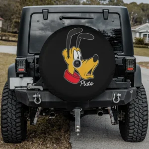 Pluto big face red collar Disney spare tire cover with camera hole for SUV