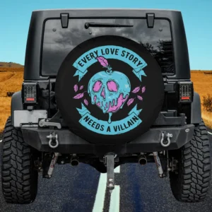 poison apple skull banner disney villains spare tire cover no camera hole