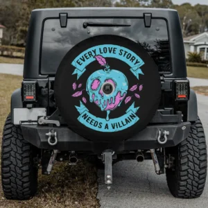 poison apple skull banner disney villains spare tire cover with camera hole