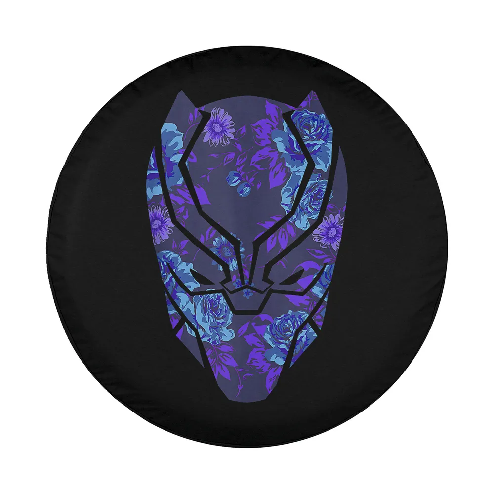Black Panther mask with purple blue floral pattern design only