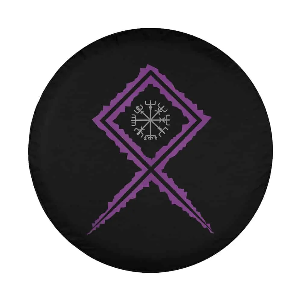 Purple rune diamond Norse compass Vikings design closeup
